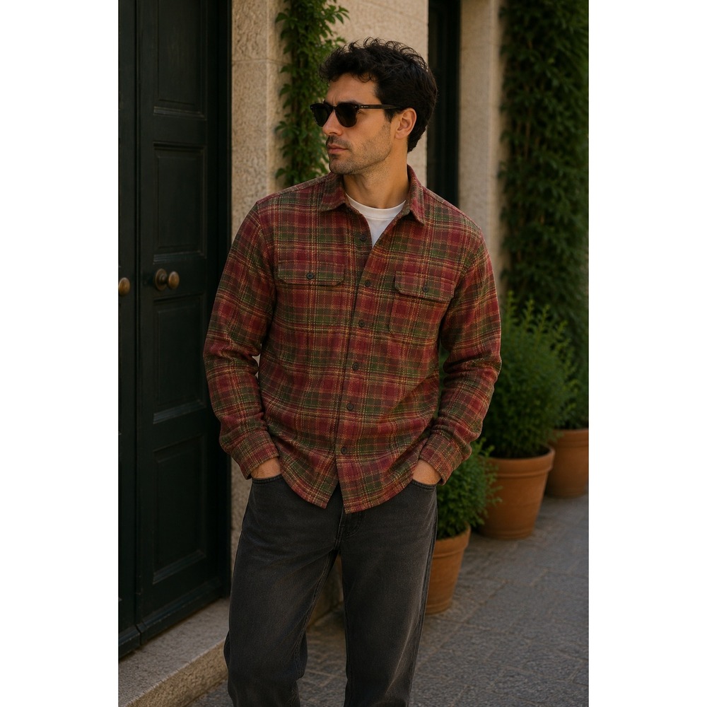 Orvis Shirt Jacket Mens Large Red Plaid Flannel Heavyweight Workwear Gorpcore